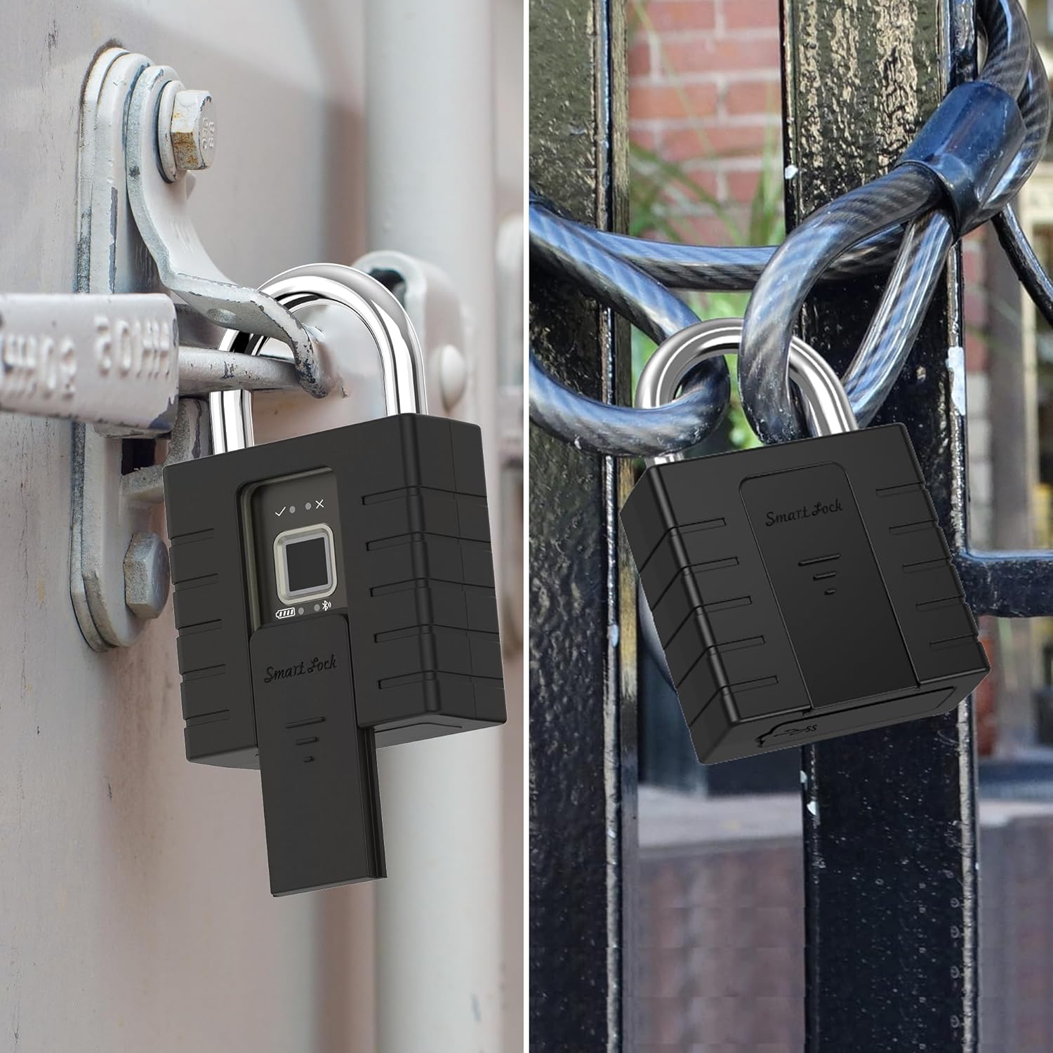 Smart Padlock with Keys, Heavy Duty Fingerprint Padlock, Remote Authorization via Phone, with Rest Key and 2 Keys,Waterproof Padlocks for School Locker,Truck,Warehouse,Gate,Office,Door