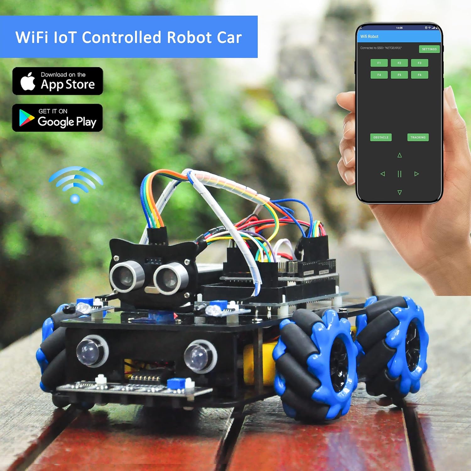 Mecanum Wheels Robot Car Kit for Arduino Mega2560 STEM Remote Controlled DIY Coding Learning & Programming Kit Omni Directional (for arduino)