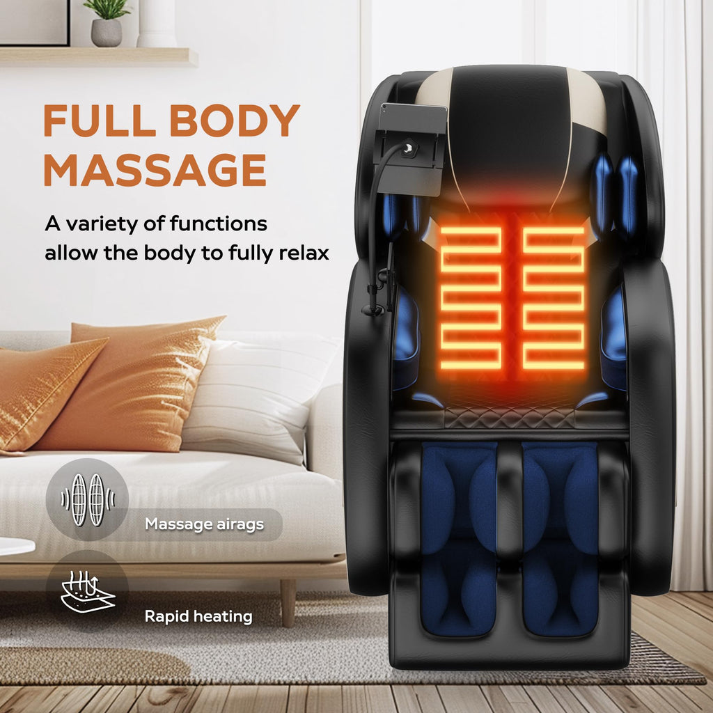 GDFStudio Full Body Massage Chair Recliner with Zero Gravity, Air Pressure Massage, Heat Therapy, Foot Rollers, Bluetooth, for Home/Office Use, Ideal Wellness Gift, Blue A