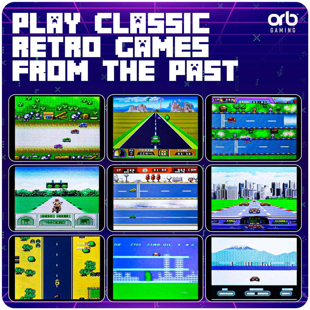 Mini Arcade Machine, 240 Built-in 8-Bit Games, 2.5” Full Colour Screen, 8-Way Joystick, Handheld Retro Games Console – Orb Gaming by ThumbsUp!