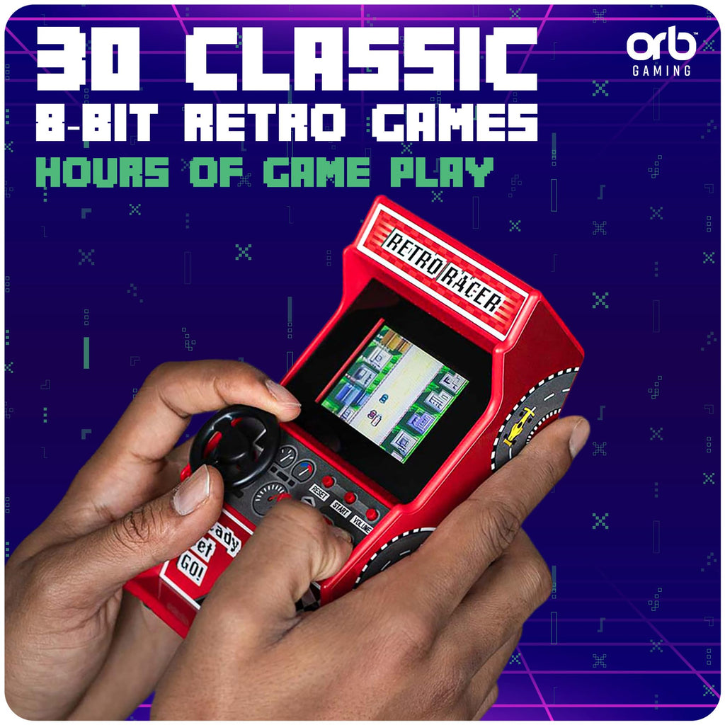 Mini Arcade Machine, 240 Built-in 8-Bit Games, 2.5” Full Colour Screen, 8-Way Joystick, Handheld Retro Games Console – Orb Gaming by ThumbsUp!