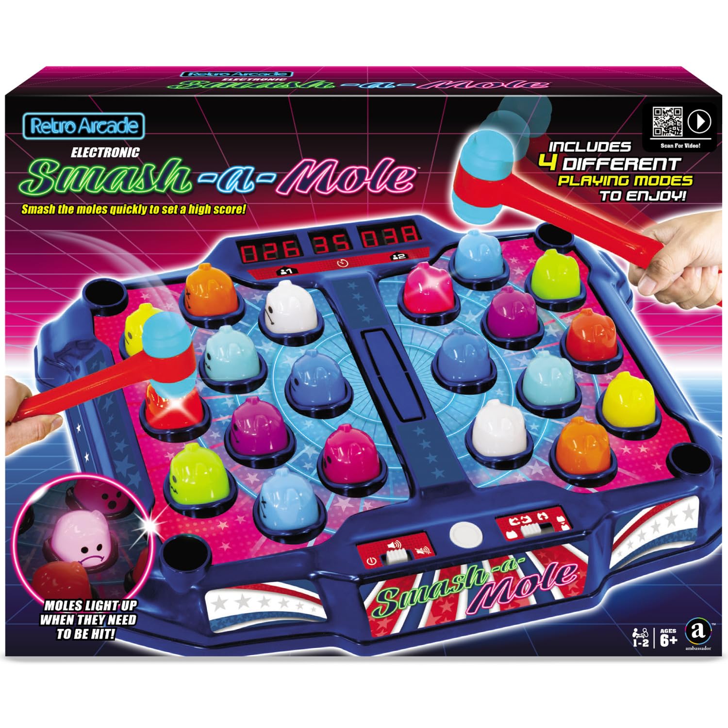 Merchant Ambassador Retro Arcade Electronic: Pinball - Tabletop Game, Vibrating Bumpers, LED Lights, Sound Effects, 1 Player, Ages 6+