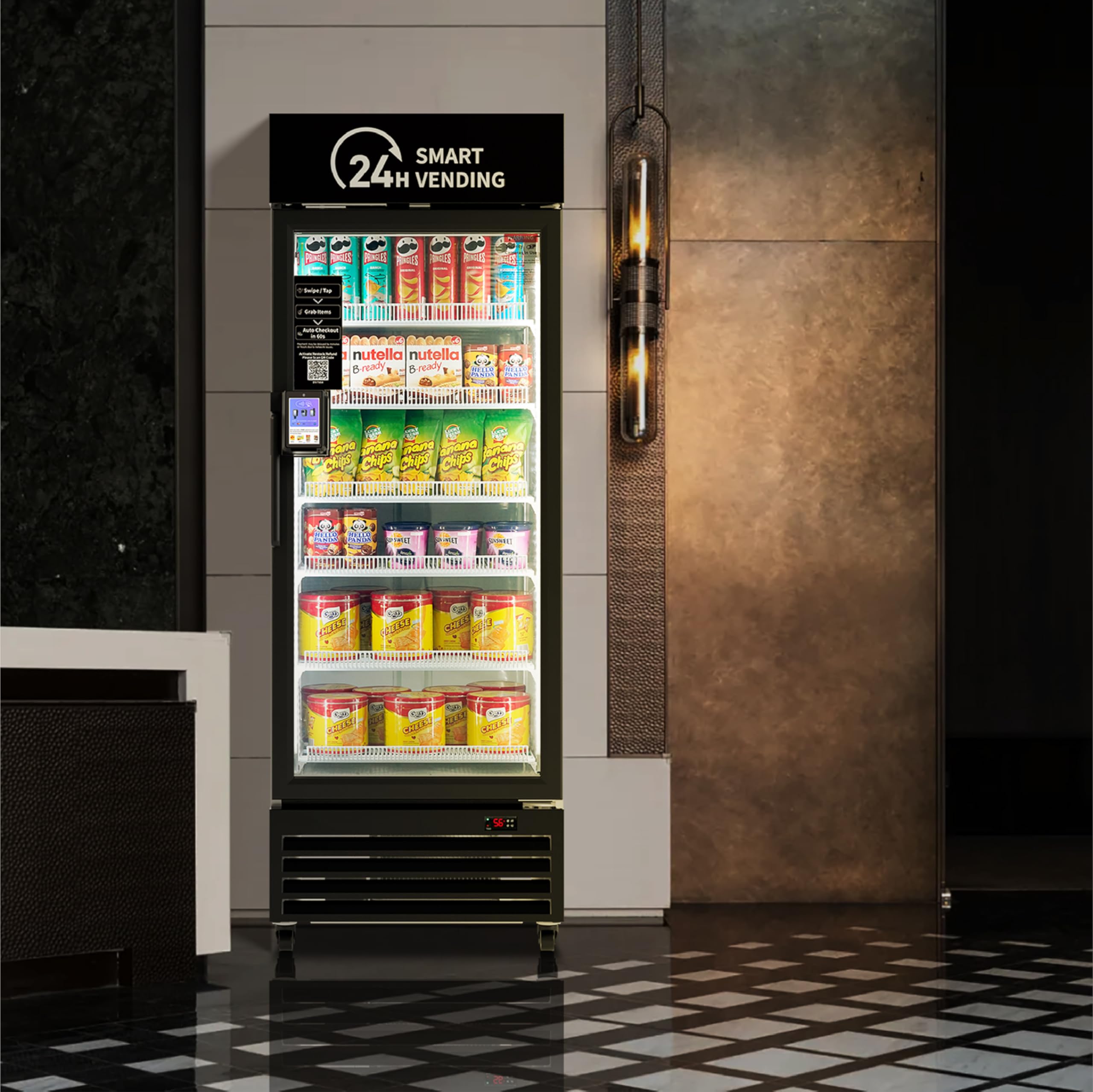 Vending Machine Combo,Smart Refrigerated Vending Machine with Touch Card Reader US542(Black, Pro)