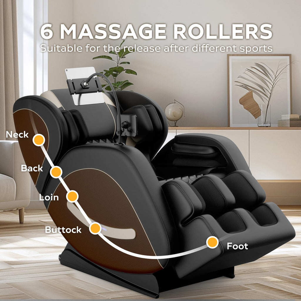 2026 Massage Chair Full Body, Zero Gravity Massage Chair with Auto Modes, Airbag Massage, 6 Fix Point Rollers, Foot Massage, Heating, Touch Screen Controller, Home Massage Chairs