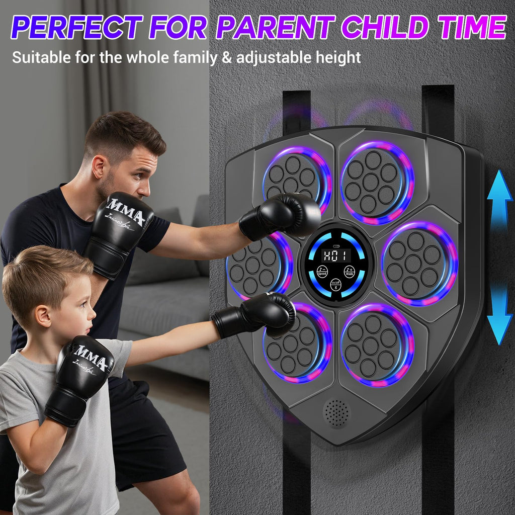 TGLLM Music Boxing Machine, Interactive Punching Trainer with Boxing Gloves, Large Size Wall Mounted Electronic Boxing Target for Adult Kids, 9 Modes & 9 Speeds