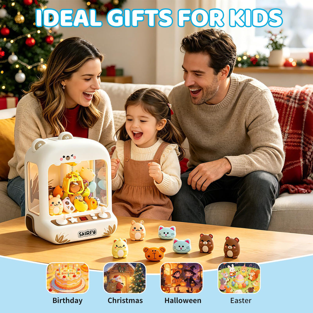 Skirfy Claws Machines for Kids Age 6+, Mini Vending Machines Girls Unicorns Toys with Sound & 20 Mini Plush Toys,Arcades Game Indoor Toy for Home Party Birthday