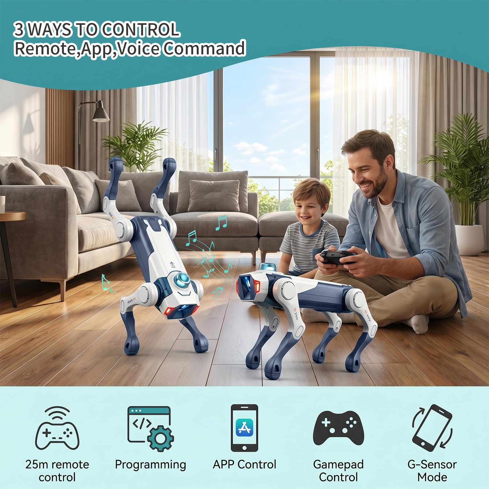 Smart Robot Dog for Kids, Interactive RC Robot Dog Toy with Voice Control, APP Programming, 30+ Actions, STEM Coding Pet, Remote Control Robot Puppy, Rechargeable Gift for Boys Girls Age 6-12