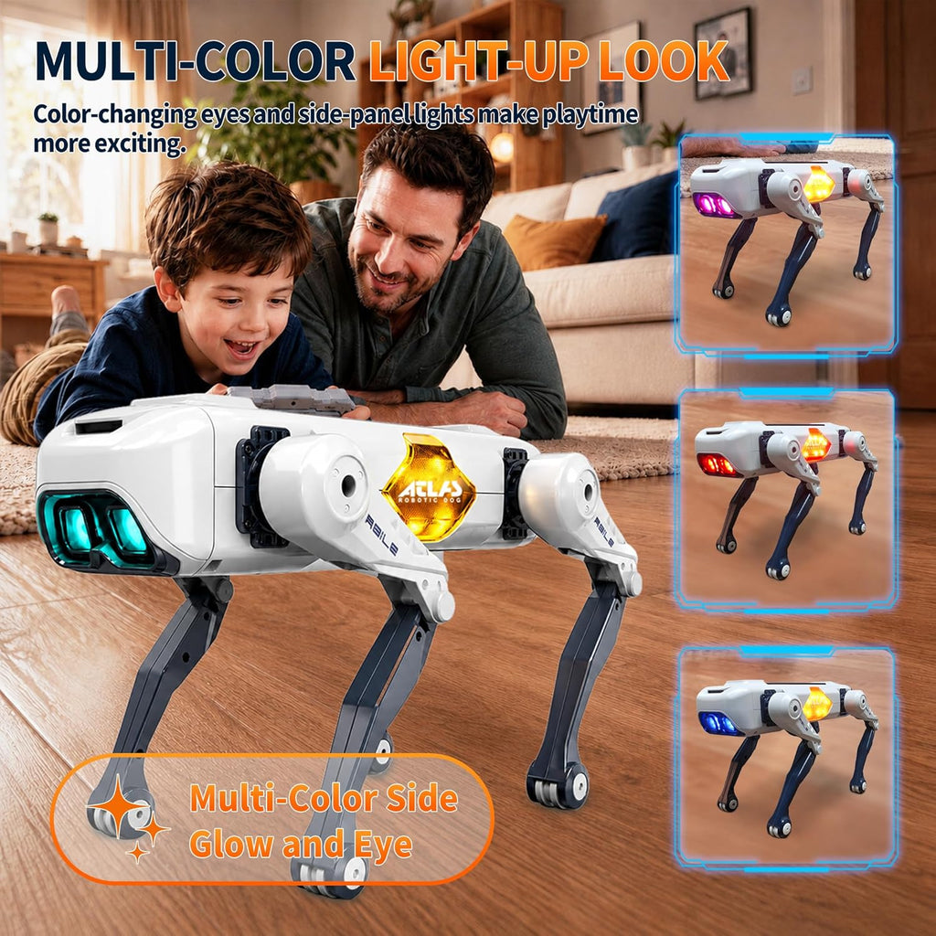 Robot Dog Toy for Kids, Smart Robotic Dog Puppy with Color-Changing LED Eyes & Side Lights, Remote Control Dog Toy with App Control, Voice Commands, Programming Mode & Fun Moves, Ages 3+