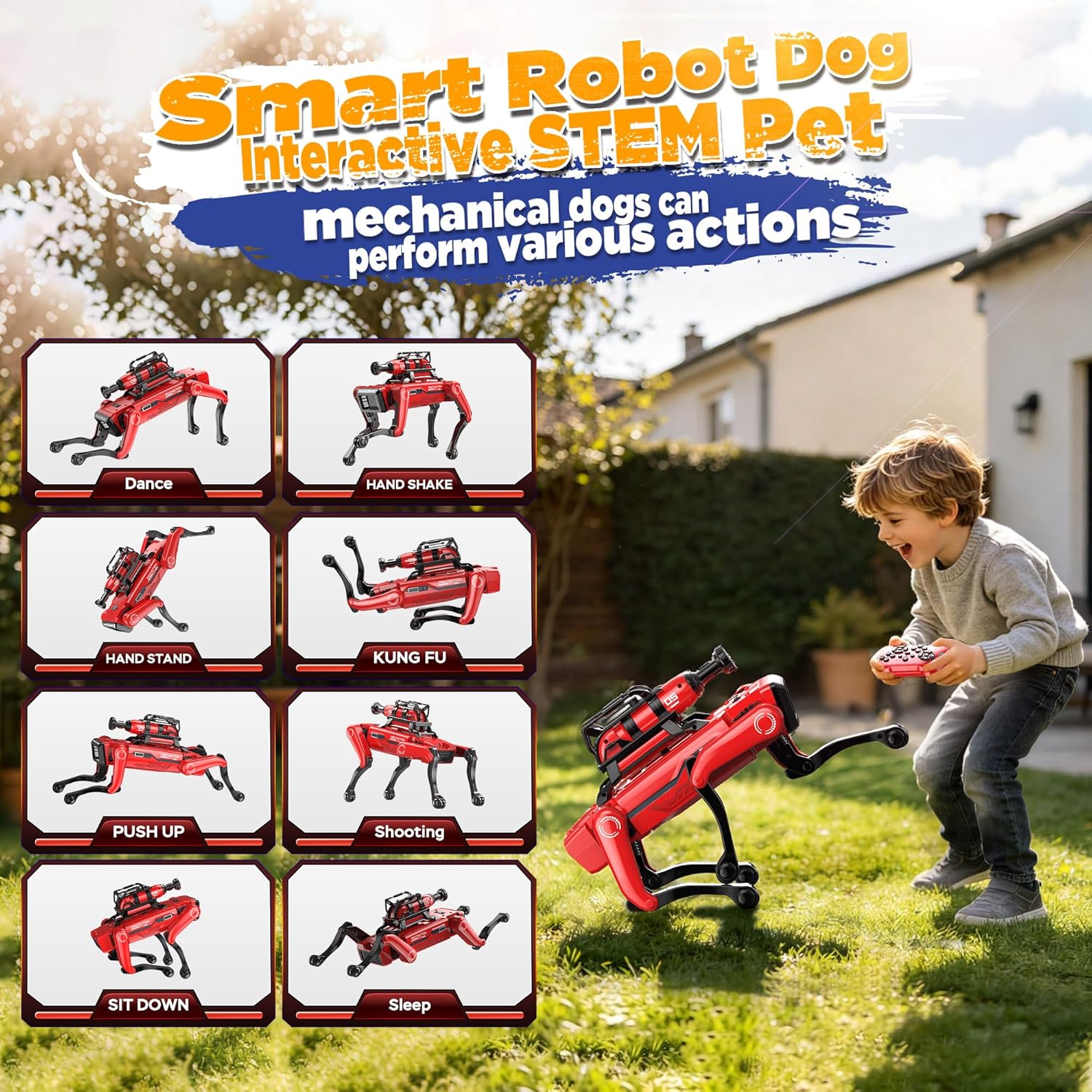 Robot Dog - Interactive STEM Toys with Voice & Remote Control, 30+ Lifelike Actions, Programmable Play, 25m Range, Durable & Safe - Best Gift for Kids 3-10 (Firefighting Edition)