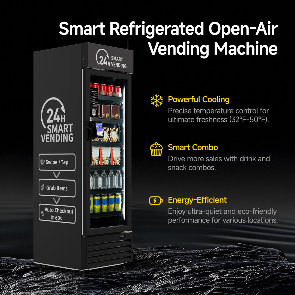 HAHA Smart AI Vending Machine with Card Reader, Combo Snack & Drink Machine, 6-Layer 252 Cans Capacity Refrigerated AI Visual Recognition & App Management US360CT (Black, AI mini)
