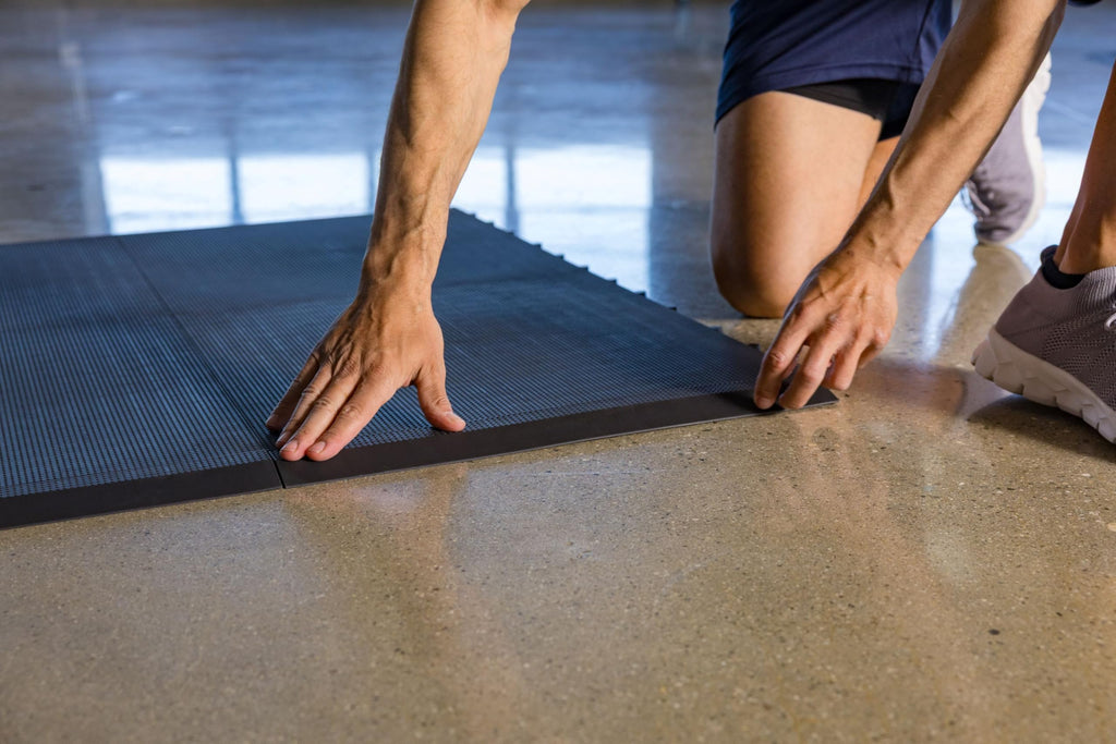 Baselayer Performance Series Interlocking Floor Tiles - Durable ½ in TPE (Rubber Like, NOT Foam, no Odor) - Gym Flooring for Weights & Heavy Equipment - Black, 15 SqFt (6 Pack) - Made in USA