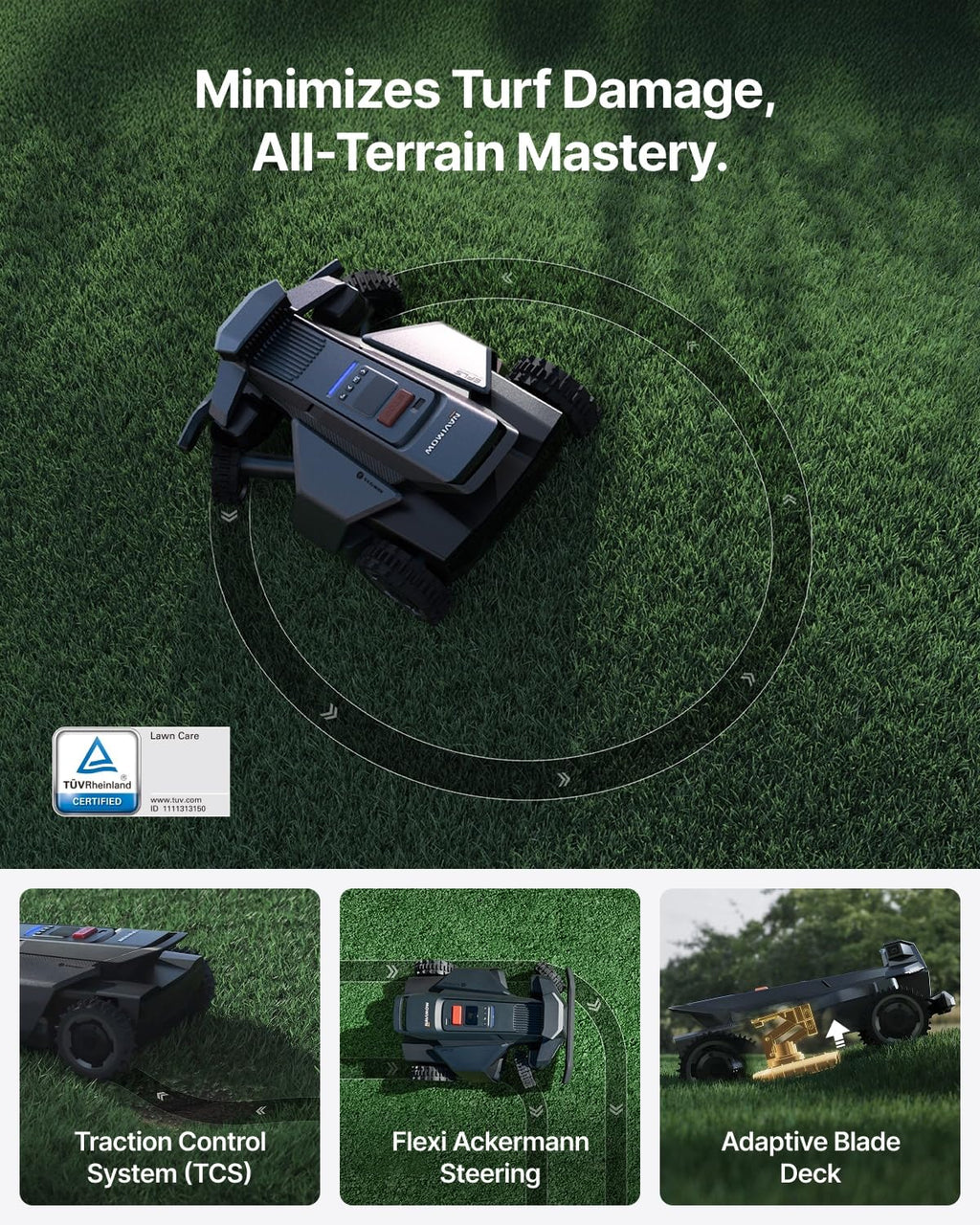 Segway Navimow X430 Robot Lawn Mower Wire Free with Garage X, 4WD for 84% Slopes, Zero-Turn Mowing, Dual 180W Motors, Covers 1 Acre (Garage Shipped Separately)