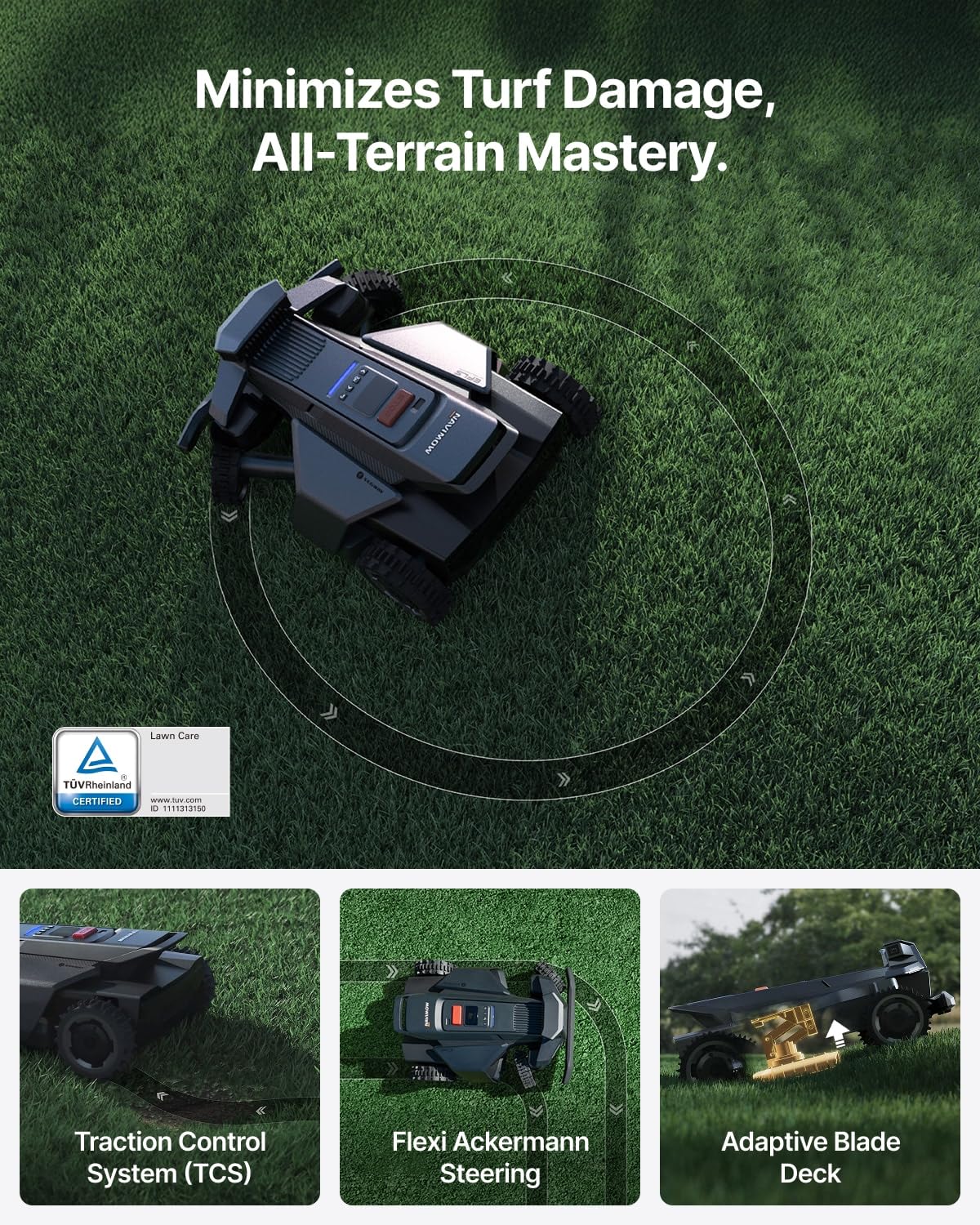 Segway Navimow X430 Robot Lawn Mower Wire Free with Garage X, 4WD for 84% Slopes, Zero-Turn Mowing, Dual 180W Motors, Covers 1 Acre (Garage Shipped Separately)