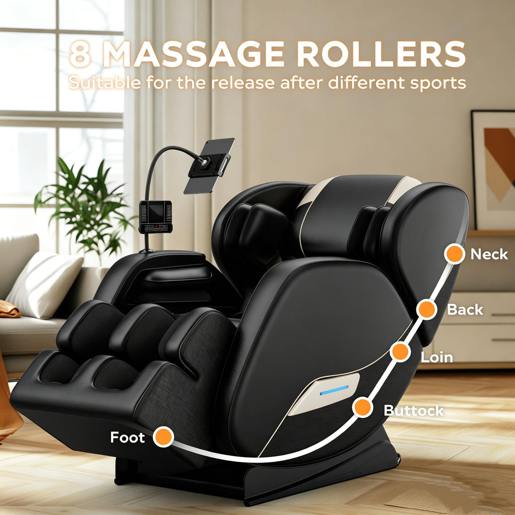 2026 Massage Chair Full Body, Zero Gravity Massage Recliner Chair with Auto Modes, 8 Fix Point Rollers, Airbag, Foot Massage, Touch Screen Controller, Deep Yoga Stretch, Heating Function