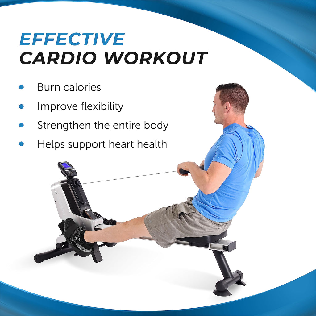 Stamina Magnetic Rower - Rower Machine with Smart Workout App - Rowing Machine with Magnetic Resistance for Home Gym Fitness - Up to 250 lbs Weight Capacity
