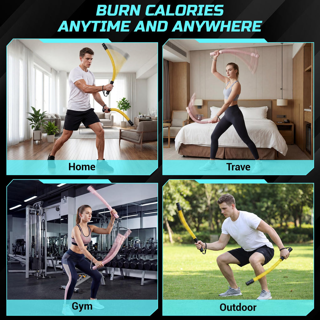 Cordless Battle Ropes for Home Gym & Apartment-Portable Ropeless Battle Ropes for Strength Training, HIIT & Full Body Exercise Includes Workout Guide & Storage Bag
