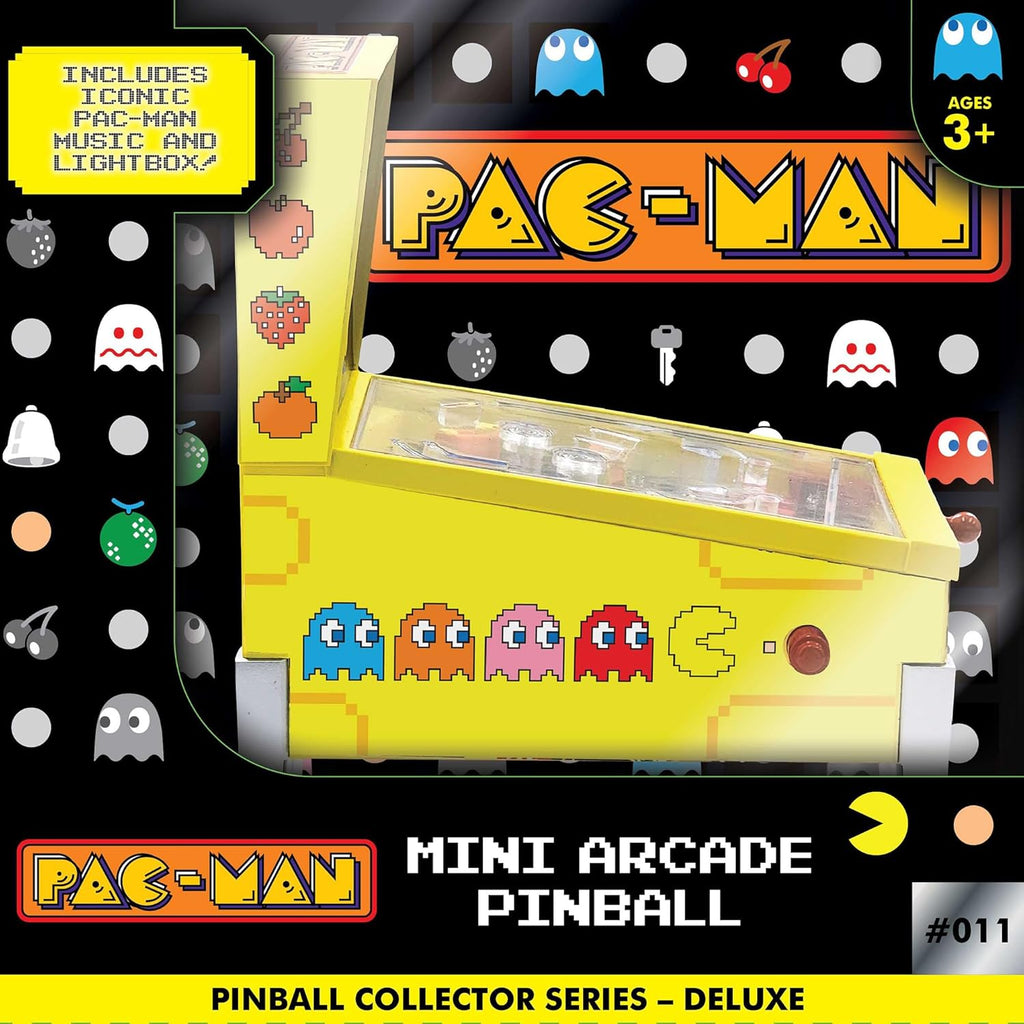Pac-Man: Mini Arcade Pinball - Deluxe Collector Series, Lights & Sounds, Classic Tabletop Game, Skill Shot Challenges, Licensed Toy, Adults & Kids 3+