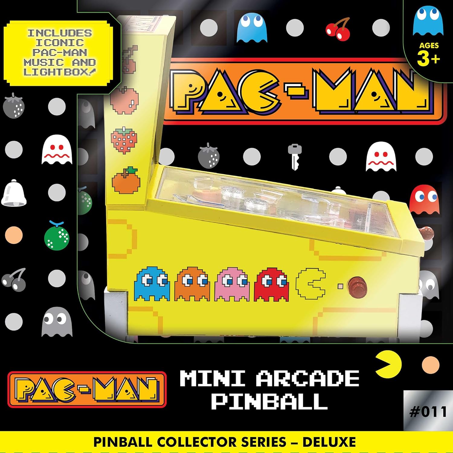 Pac-Man: Mini Arcade Pinball - Deluxe Collector Series, Lights & Sounds, Classic Tabletop Game, Skill Shot Challenges, Licensed Toy, Adults & Kids 3+