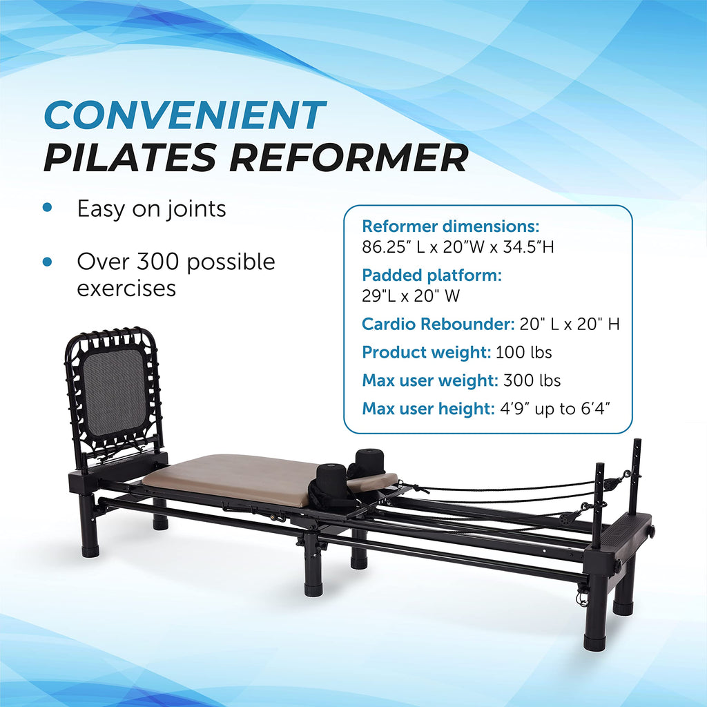 AeroPilates Reformer 651 with Free-Form Cardio Rebounder - Pilates Reformer Workout Machine for Home Gym - Up to 300 lbs Weight Capacity