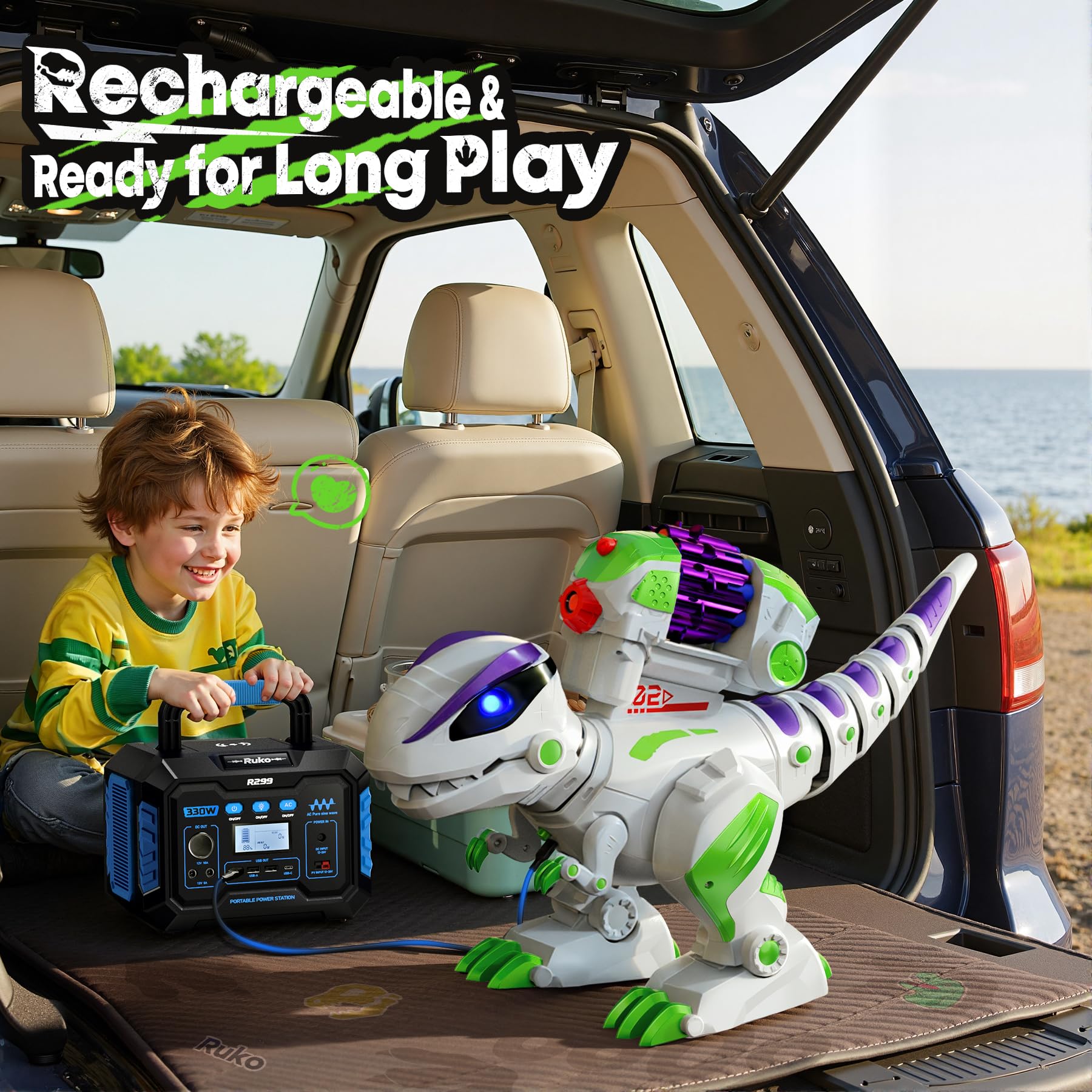 Ruko 8809 Remote Control Robot Dinosaur Toys for Kids, Large Rechargeable Toys, STEM Programmable Interactive with Sound Effects, Birthday Gifts for Boys & Girls Age 3 4 5 6 7 8