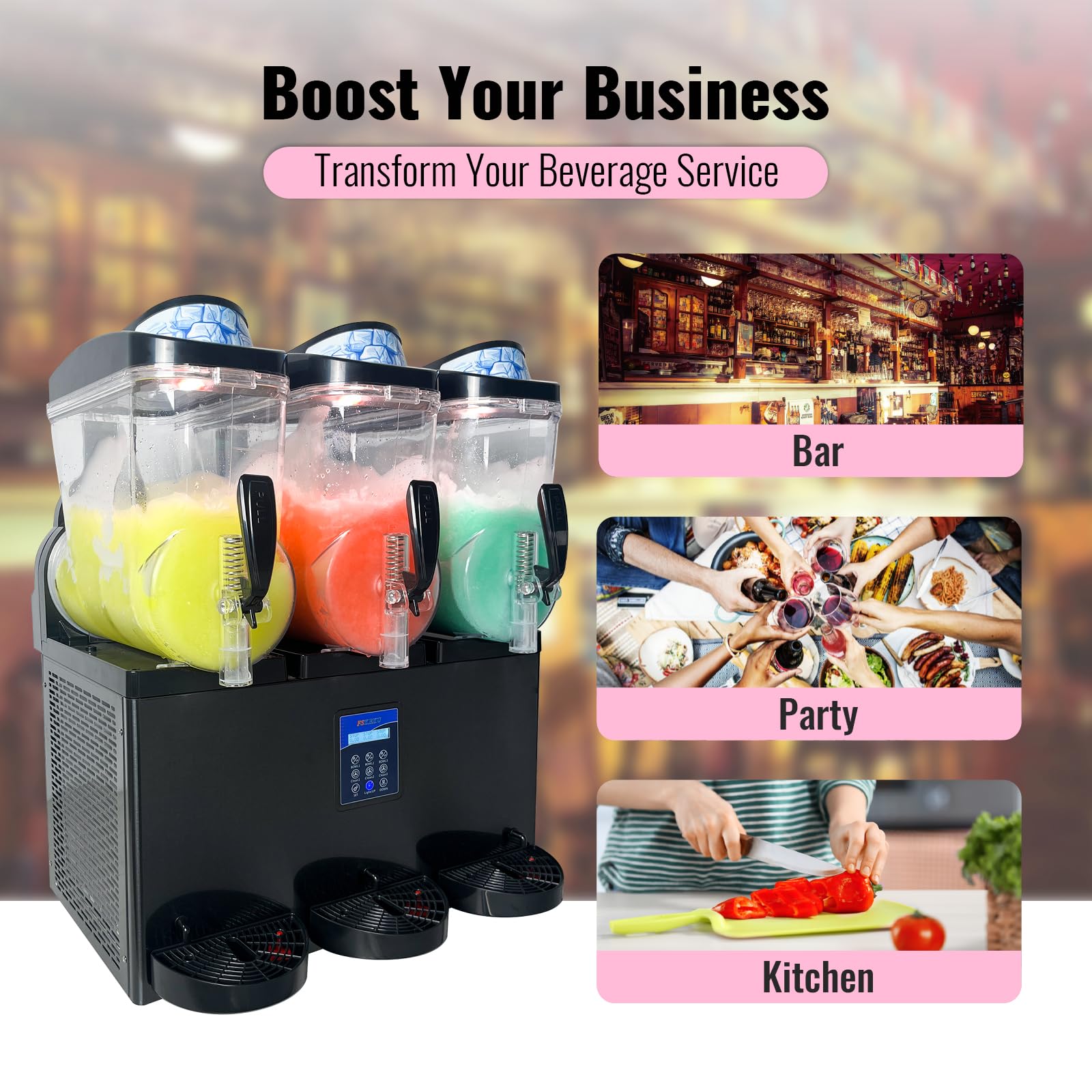 12 Gal Slushie Machine Commercial, 2 Modes 1200W 45L, Margarita Machine Slushie Maker, Stainless Steel for Home Restaurant Bar 115V 60Hz