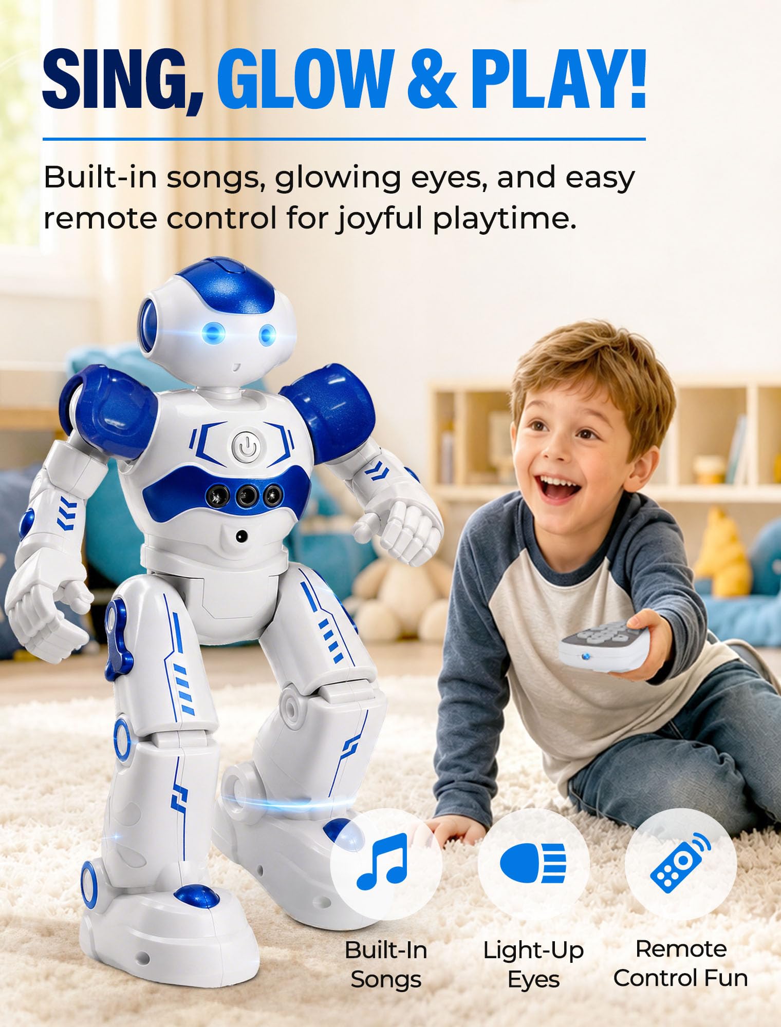 KingsDragon RC Robot Toys for Kids, Gesture & Sensing Programmable Remote Control Smart Robot for Age 3 4 5 6 7 8 Year Old Boys Girls Birthday Gift Present