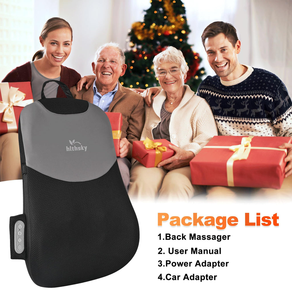 Shiatsu Neck and Shoulder Massager with Heat, Back Massager for Pain Relief Deep Tissue, 3D Kneading Massager for Chair Home Office Car, Gifts for Mom, Dad, Women (Black)