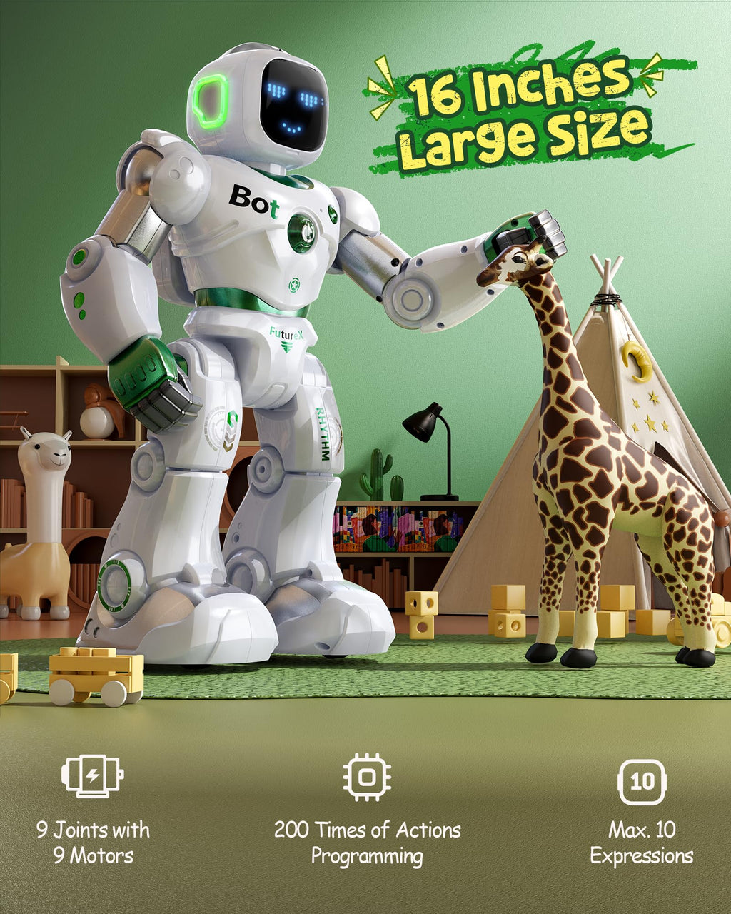 Ruko 1088 Smart Robots for Kids, Large Programmable Interactive RC Robot with Voice Control, APP Control, Present for 4 5 6 7 8 9 Years Old Kids Boys and Girls