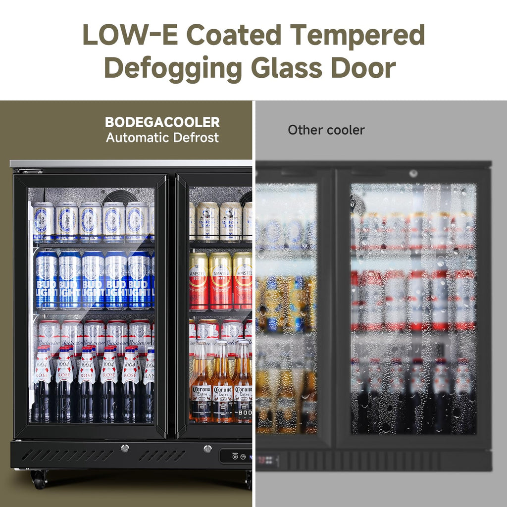 BODEGACOOLER Commercial Beverage Refrigerator with Glass Door,12.5 Cu.Ft Display Merchandiser Drink Refrigerator,Upright Commercial Bar Fridge,Display Drink Cooler,Soft LED Light,Romovable Shelves