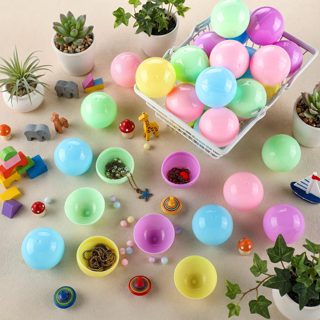 Sosation 150 Pcs 1.77 Inch Gumball Vending Machine Capsules Empty Round Plastic Containers for Prizes Party Favors (Stylish Color)