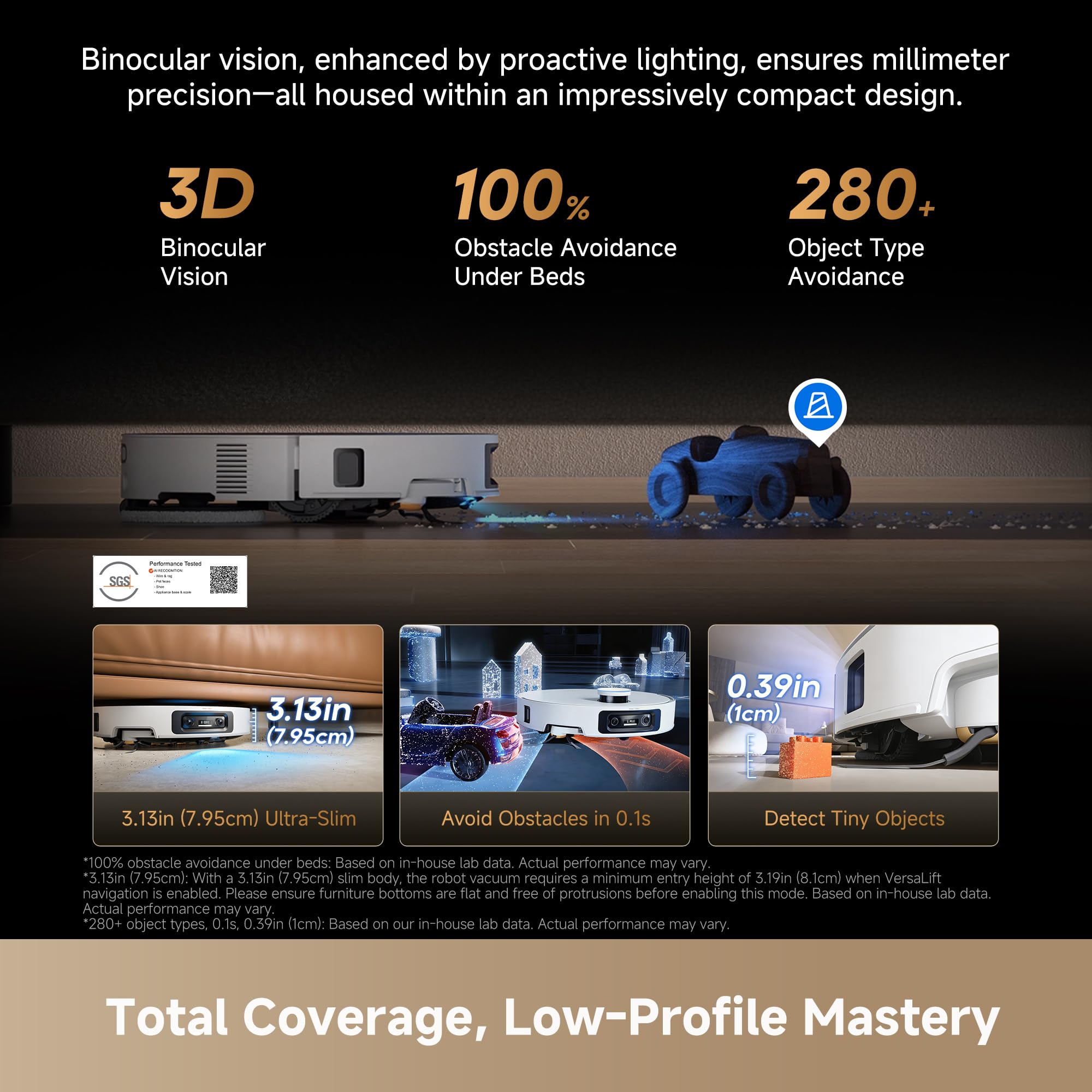DREAME X60 Max Ultra Complete Robot Vacuum and Mop, Ultra-Thin Design, 35,000Pa Suction, Self Emptying&Refilling, Mop Self-Cleaning, 280+ Obstacle Avoidance, White