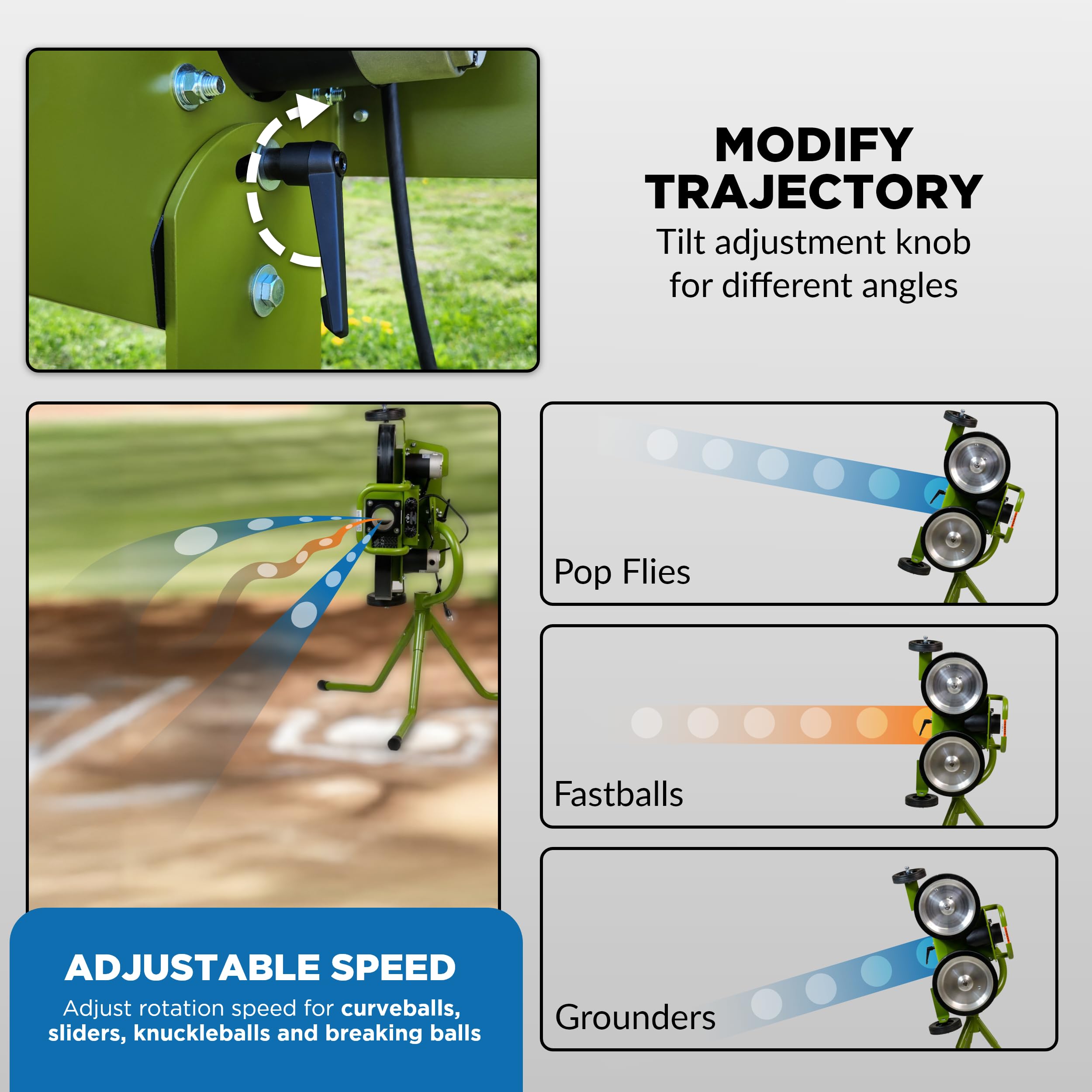 Mound Yeti Baseball Softball Pitching Machine, Youth and Adult Single Wheel Pitching Machine for Baseball and Softball, Training Equipment