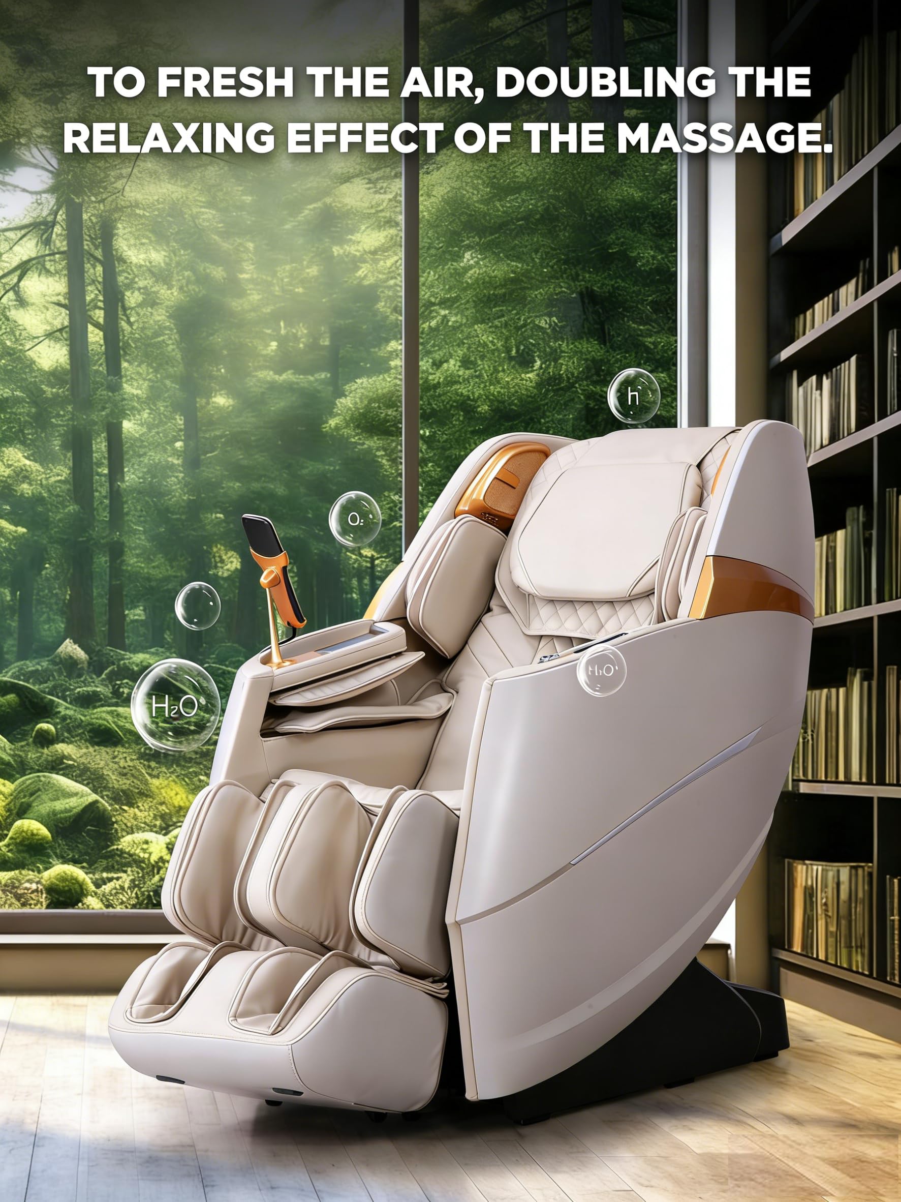 Oversize 4D Massage Chair Full Body Zero Gravity Massage Recliner Chair SL Track Motorized Extension Calf Kneading Massage Yoga Stretch Back Heating 20 Modes Space Saving AI Control Ivory