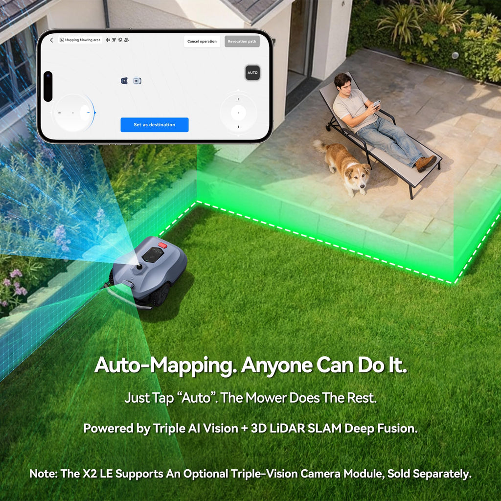 Neomow X SE 3D LiDAR Slam Mapping Robot Lawn Mower Perimeter Wireless for 3/4 Acres AI Vision Obstacle Avoidance with 4G, No RTK Antenna Required, App Control, GPS, IPX5, Anti-Theft, Queit