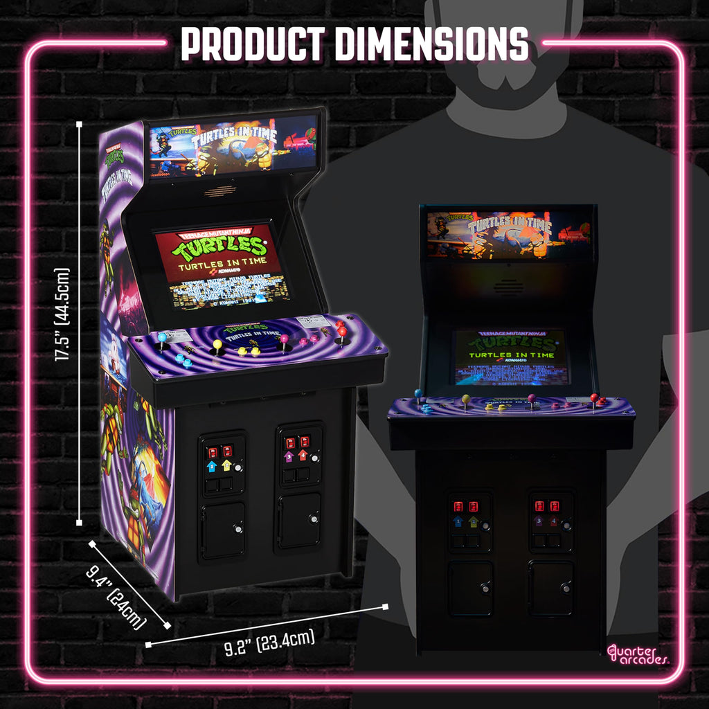 Numskull Quarter Arcades Teenage Mutant Ninja Turtles Collector's Edition Mini Arcade - 1/4 Scale Authentic Wooden Replica, Original ROM, Rechargeable Battery & 3W Speakers for Retro Enthusiasts