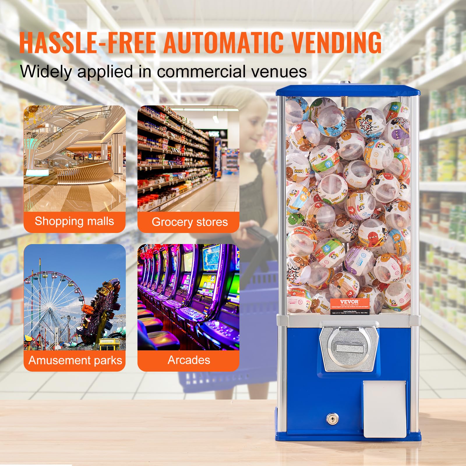 VEVOR Vending Machine, Classic Gumball Bank, Huge Load Capacity Candy Gumball Machine, Mini Vending Machines, Gumball Dispenser Machine for Kids, Perfect for