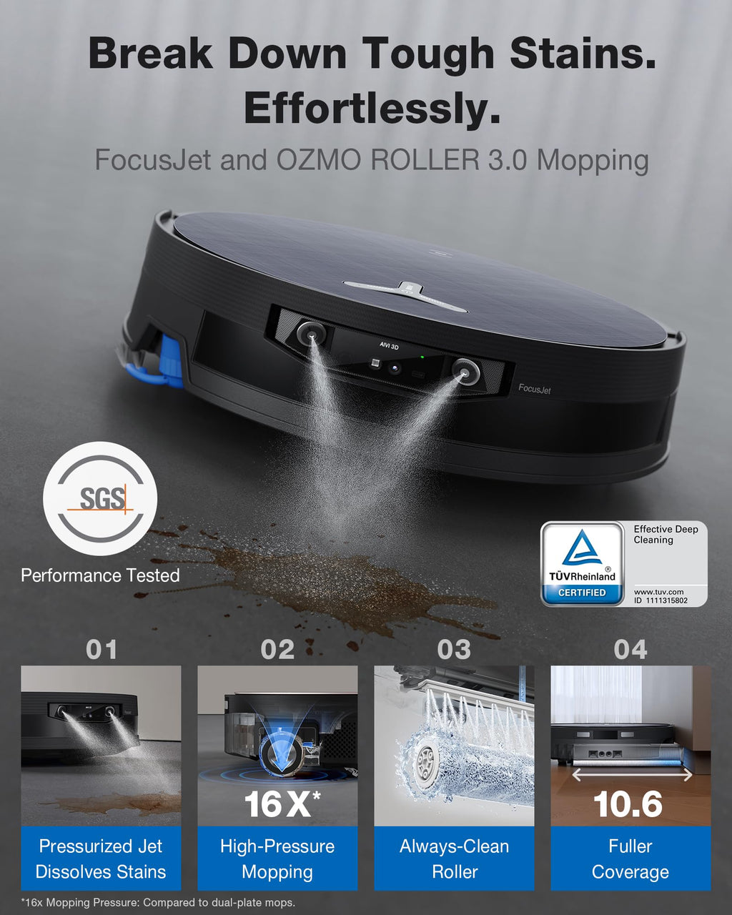 ECOVACS DEEBOT X12 PRO Omni Robot Vacuum and Mop, 22000Pa Suction, FocusJet Pre-Spray, Bagless Dust Station, OZMO Self-Washing Mop, TruEdge Cleaning, ZeroTangle, Perfect for Pet Hair & Carpets
