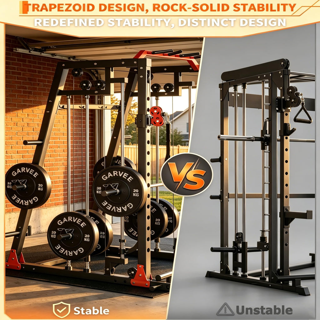 Smith Machine Home Gym, 2200LB Power Cage with Dual Pulley Cable Systems, LAT Pull-Down, Leg Hold-Down & 20+ Attachments for Full Body Workouts