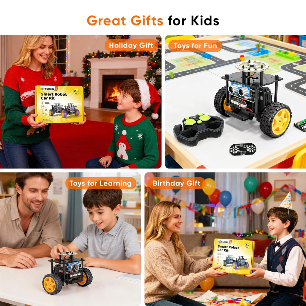 Smart Robot Car Kit Toys for Kids Ages 8-12 12-16, Remote Control Building Robotics Kit, STEM Educational Science Kit Gifts for Teen Boys Girls 8-13 14 15 16 Year Old