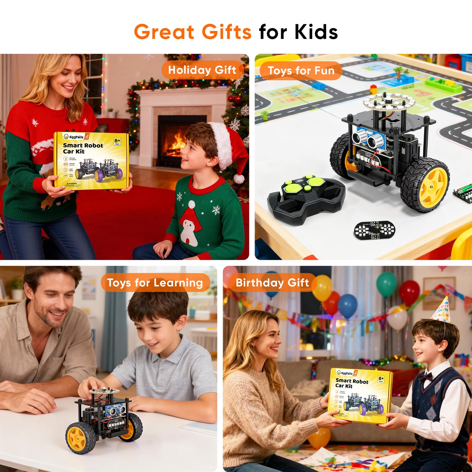 Smart Robot Car Kit Toys for Kids Ages 8-12 12-16, Remote Control Building Robotics Kit, STEM Educational Science Kit Gifts for Teen Boys Girls 8-13 14 15 16 Year Old
