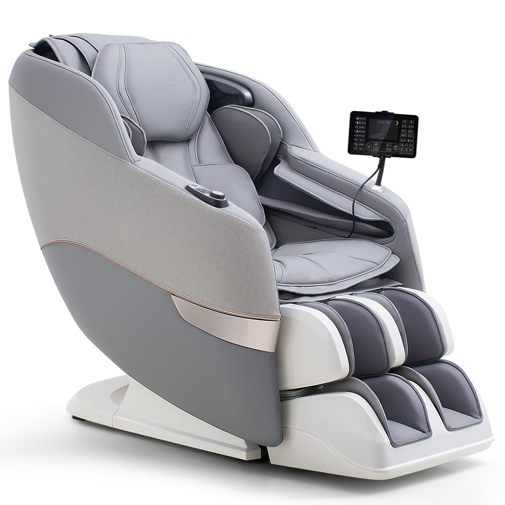 MYNTA Massage Chair Full Body, 170° Flexible SL Track Shiatsu 3D Massage Chairs with Zero Gravity, Bluetooth Speaker, Airbags & Heating, MC1650(Grey)