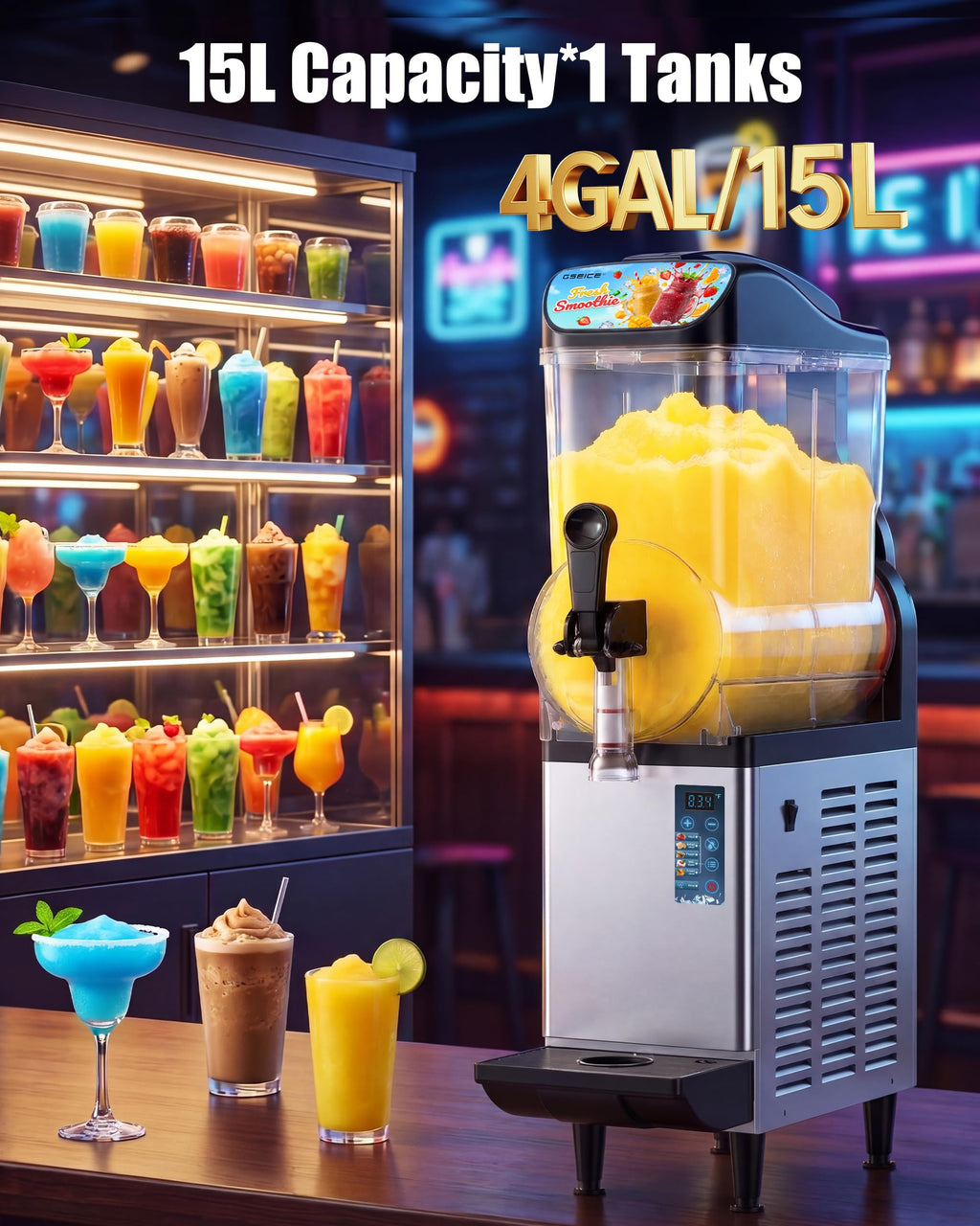 Commercial Slushy Machine 8Gal/30L, Margarita Slushie Smoothie Frozen Drink Maker,5-in-1,Wine Daiquiri Frapper Dispenser for Restaurants, Bars,Cafe and Home Party