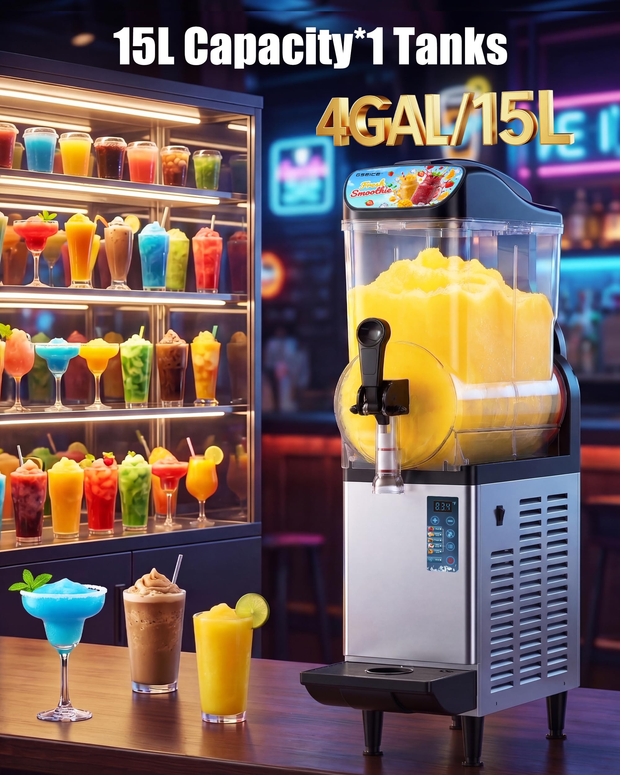 Commercial Slushy Machine 8Gal/30L, Margarita Slushie Smoothie Frozen Drink Maker,5-in-1,Wine Daiquiri Frapper Dispenser for Restaurants, Bars,Cafe and Home Party