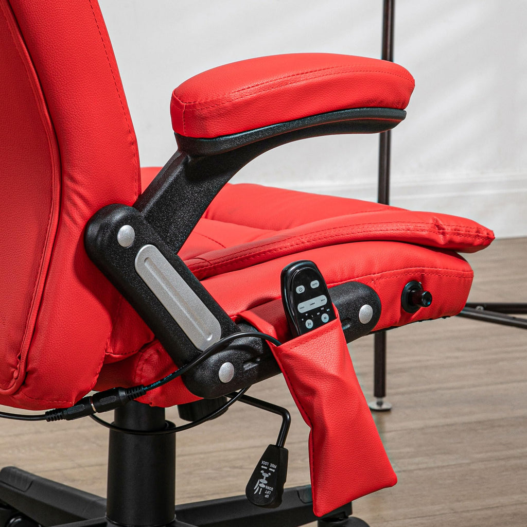 HOMCOM High Back Vibration Massage Office Chair with 6 Vibration Points, Heated Reclining PU Leather Computer Chair with Armrest and Remote, Brown