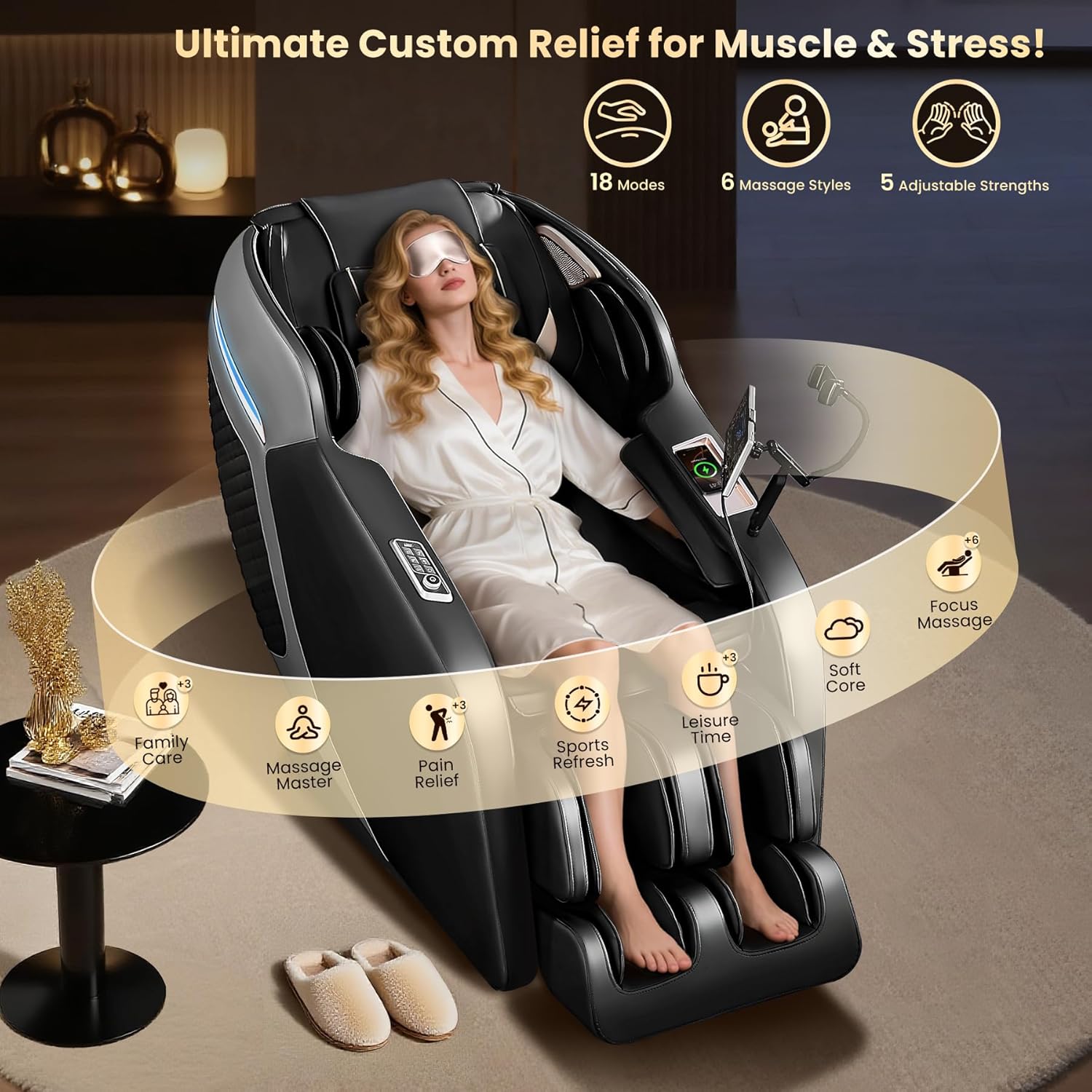 4D Massage Chair Full Body, 55" SL-Track Shiatsu Massage Zero Gravity Recliner Chair W/ Waist & Calves Heat, 18 Modes, 35 Airbags, Body Scan, Calfrest Extension, Foot Rollers, AI & APP Gift for Family