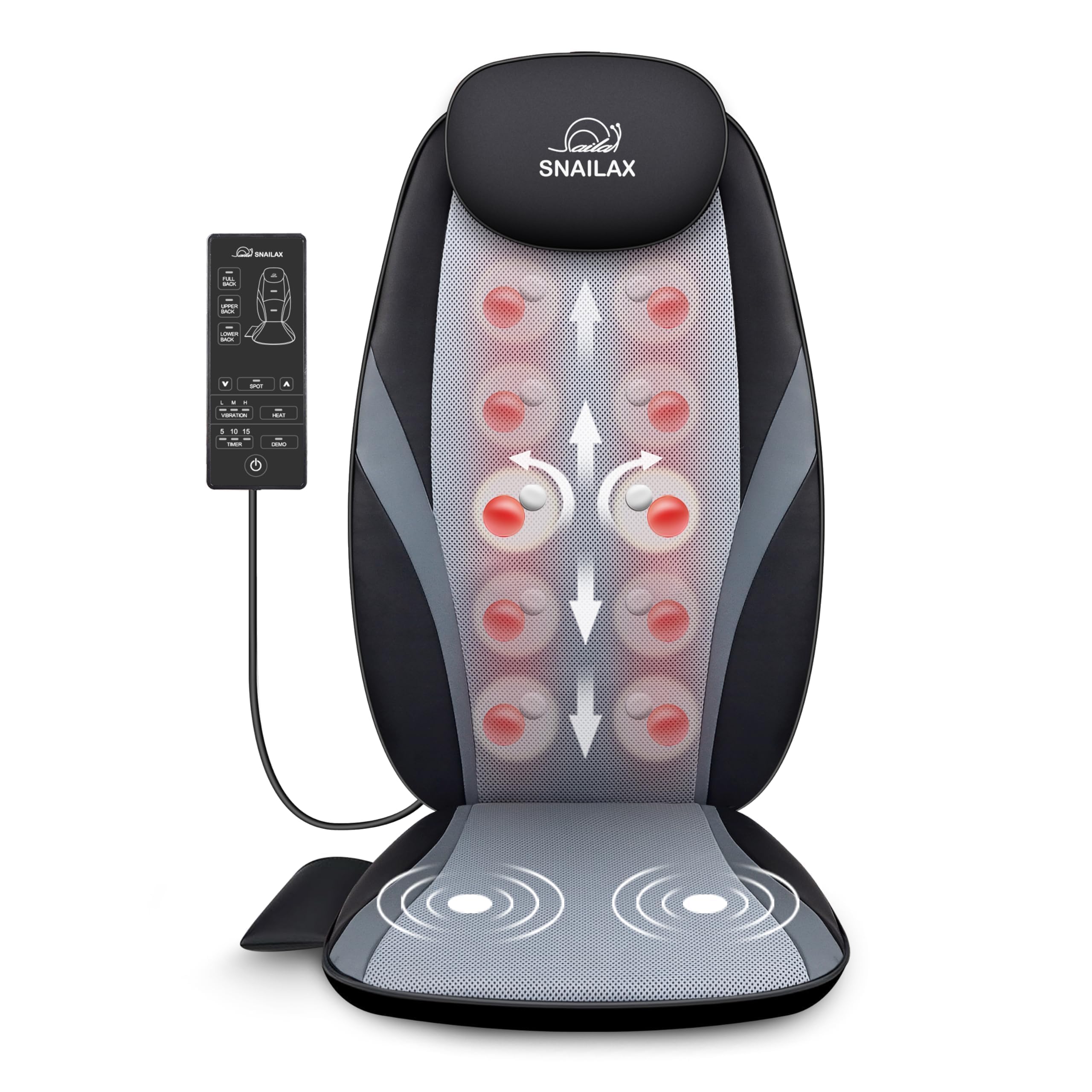 Snailax 2026 Upgraded Shiatsu Roller Back Massager with Heat Massage Chair Pad Kneading Back Massager for Pain Relief Deep Tissue Chair Massage Pad for Office Home Gift Fathers