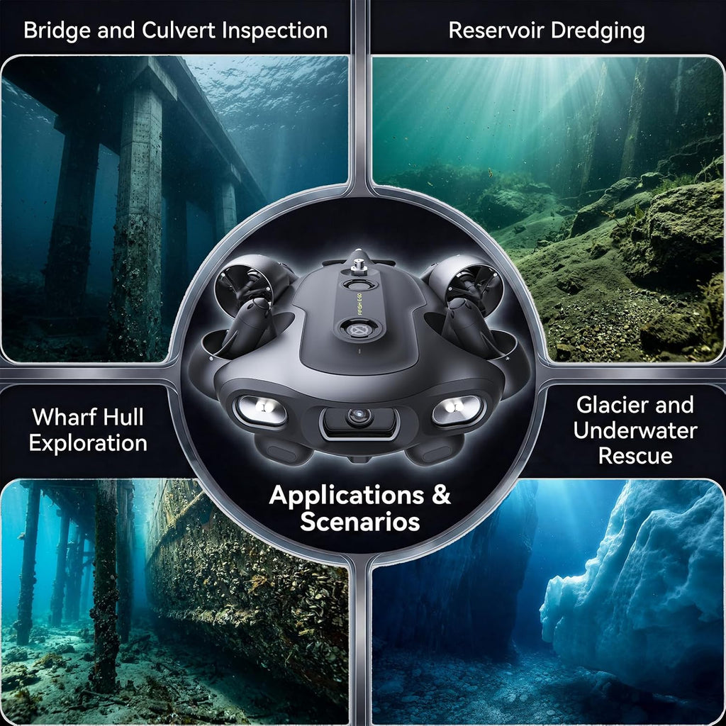 QYSEA FIFISH E-GO E200A Underwater Drone with Robotic Arm, 24/7 Continuous Operation with Energy Station, 10,000 Lumens Light, 1/1.8" CMOS 4K Camera, Extended Battery Pack, 128G Storage