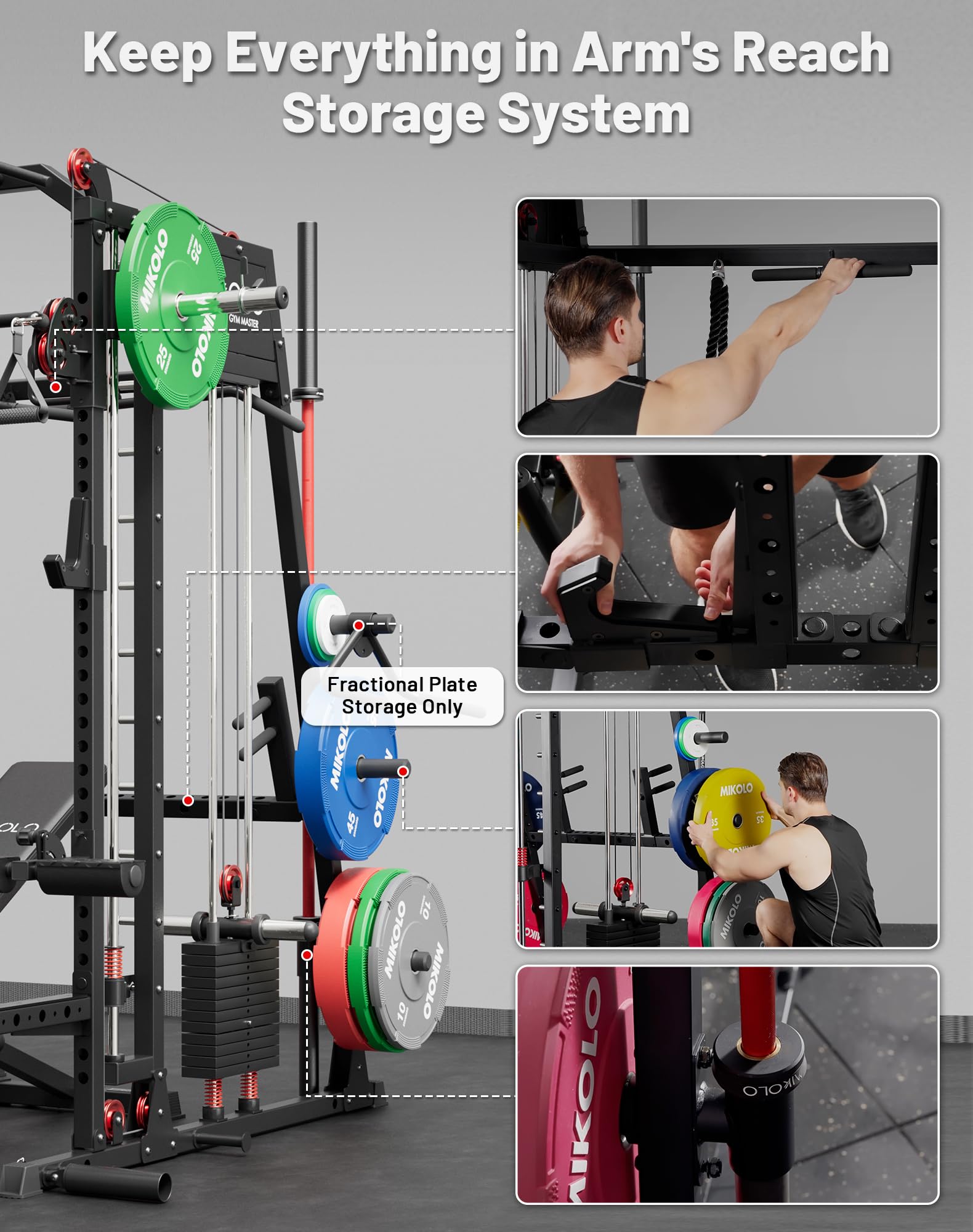 Mikolo M4 2.0 Smith Machine, All-in-One Home Gym Power Cage with LAT Pulldown & Cable Crossover, Squat Rack for Full Body Workouts