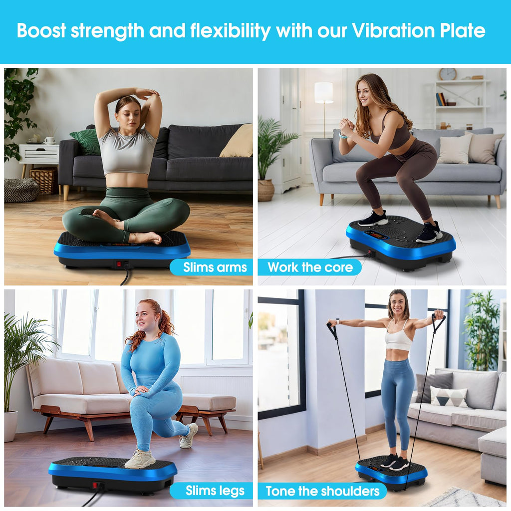SoftGym Waver Vibration Plate Exercise Machine for Lymphatic Drainage Weight Loss,120 Speed Levels Vibrating Platform with Resistance Bands,Full-Body Workout Equipment for Muscle Toning