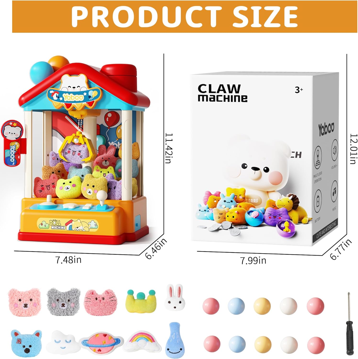 Mini Claw Machine for Kids, Toy Claw Machines Include Plush Prizes, Vending Machines Toys for Girls 4 5 6 7 8, Kids Arcade Game with Adjustable Sound, Birthday Gift for 3 4 5 6 Year Old Boy Girl